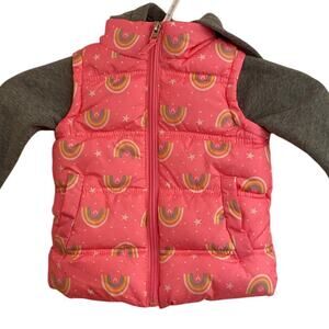 Pink Platinun Sz 2T Rainbows Happy puffer Jacket Warm Cozy Outerwear